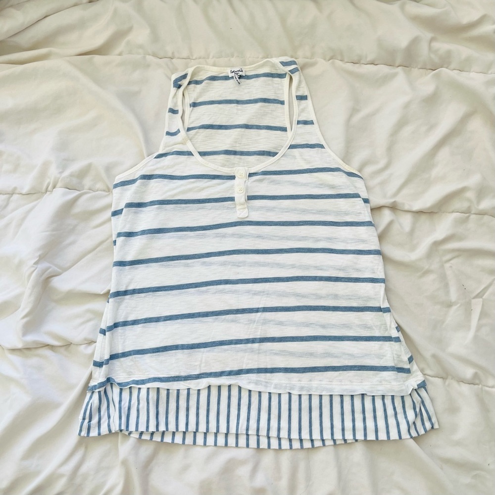 Splendid - Women’s Blue and White Striped Tank Top